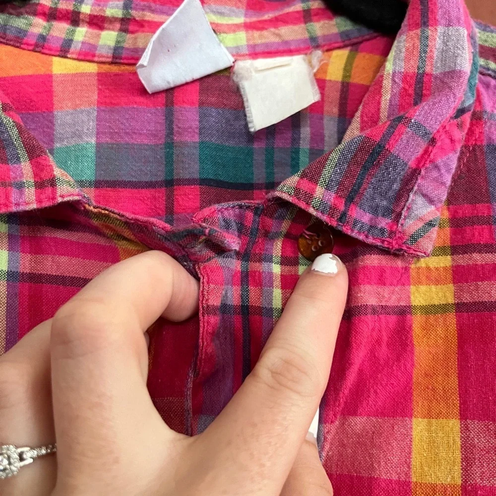 Essentials Vibrant Plaid Button Down Shirt